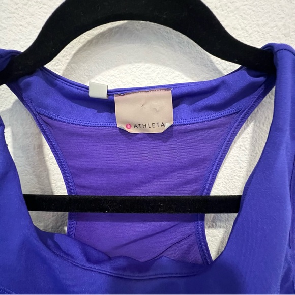 Athleta Tank Top Womens Tall Small Blue Purple Space Dye Racerback Shelf Bra Gym - Picture 2 of 10